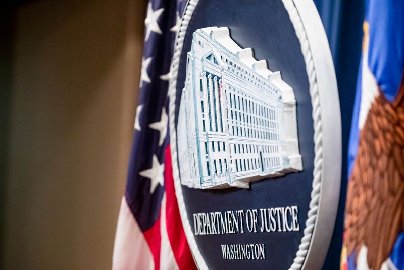 The U.S. Department of Justice seal on December 5, 2019 in Washington, DC. 