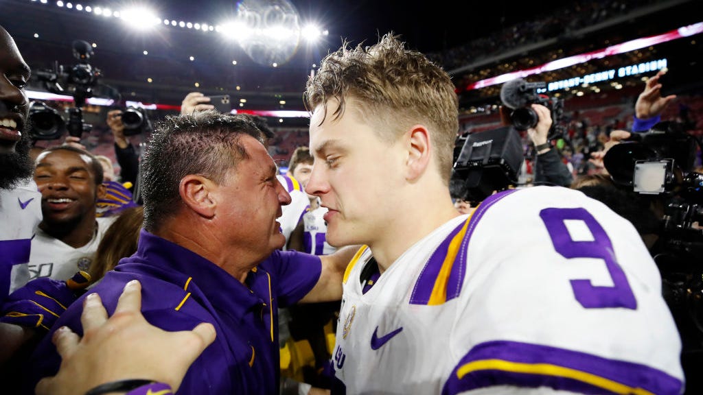 Ex-LSU coach Ed Orgeron talks Joe Burrow and a 'blindside hit' that changed everything