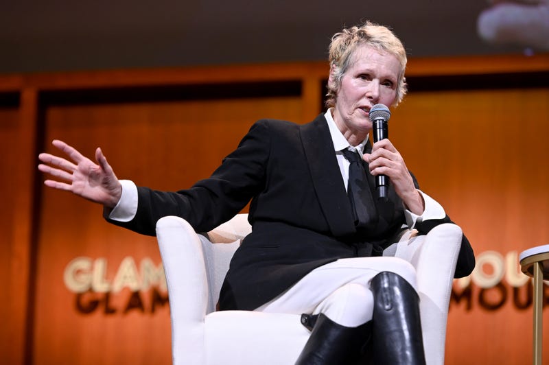 E. Jean Carroll speaks onstage during 2019 panel.