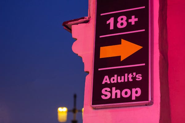 Sign outside adult shop