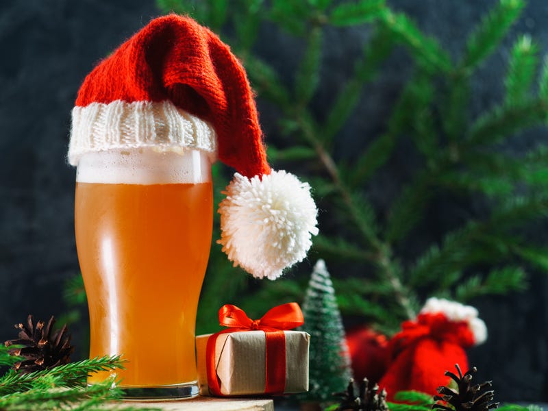 Christmas ale glass in Santa's festive hat