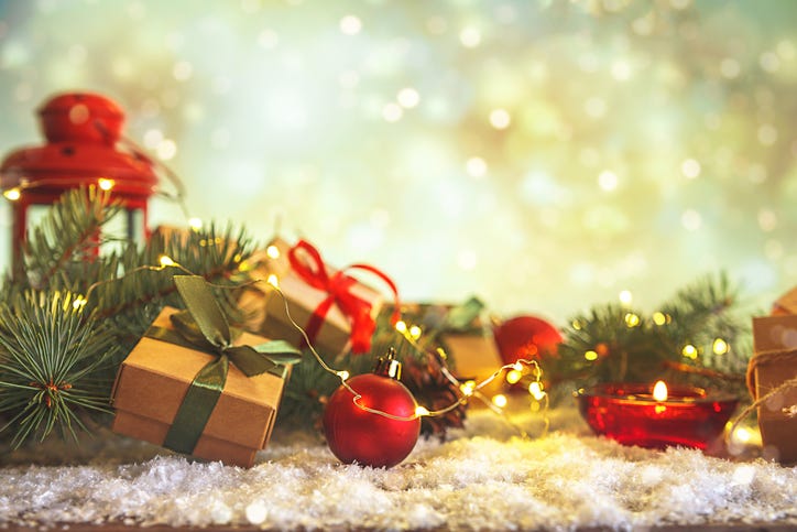 Christmas gifts and lights