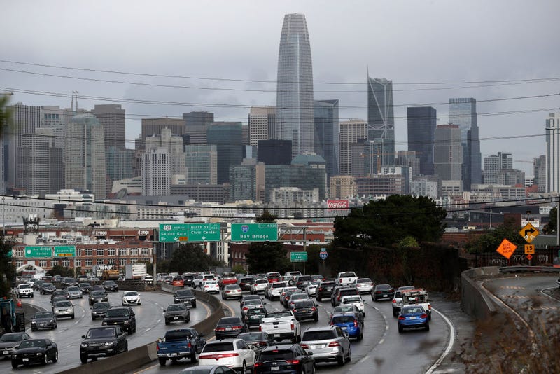 Traffic moves along U.S. Highway 101 towards downtown San Francisco on November 27, 2019 in San Francisco, California.