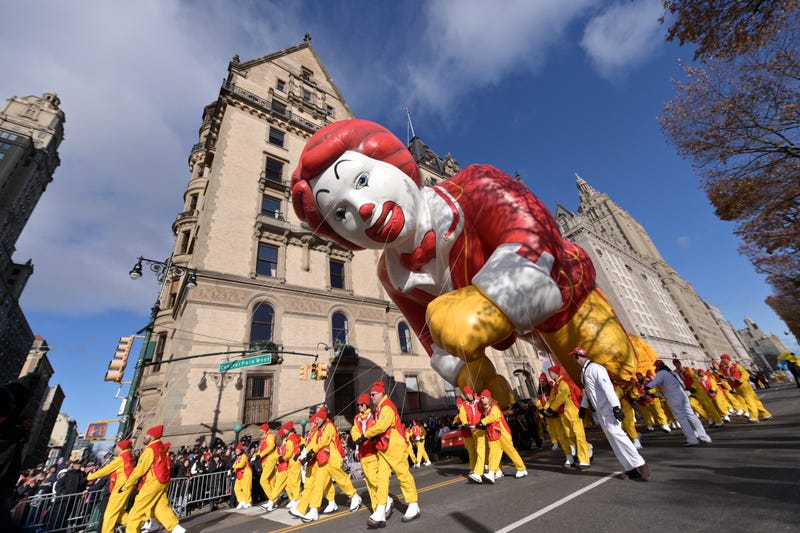 The Ronald McDonald balloon floats low down on the parade route during the 93rd Annual Macy's Thanksgiving Day Parade on November 28, 2019 in New York City.