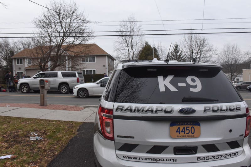 Ramapo police guard a house in Monsey, New York on Dec. 29, 2019.