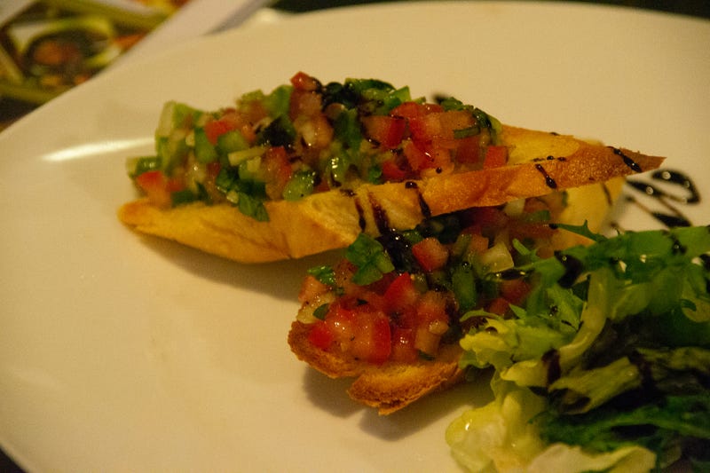 Bruschetta and chicken piccata
