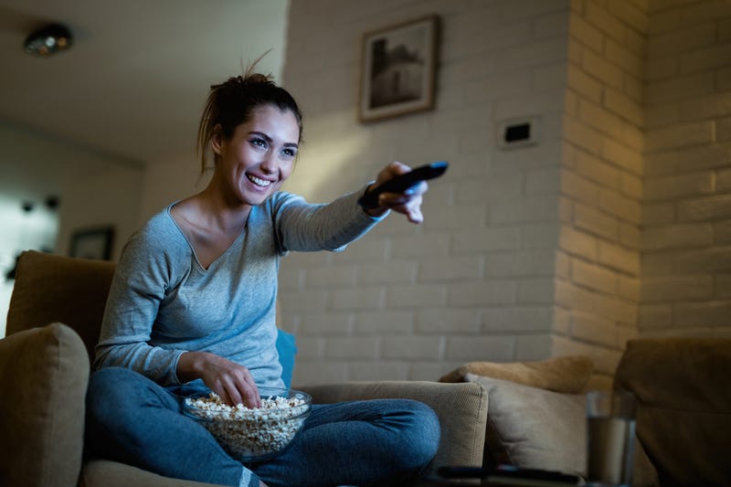 woman watching television