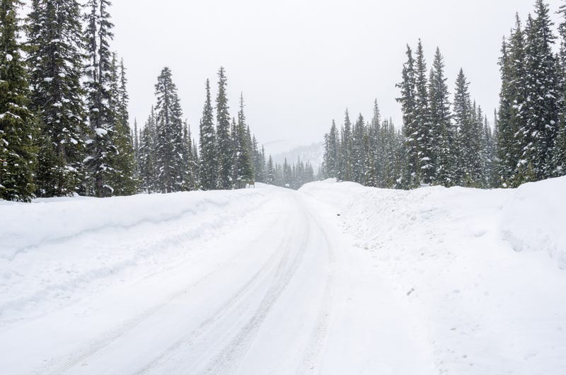 snowy mountain road