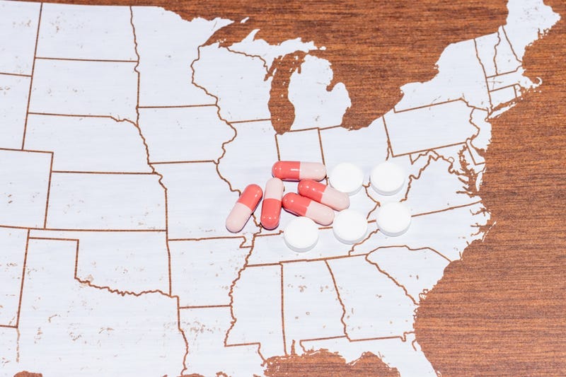 pills on map