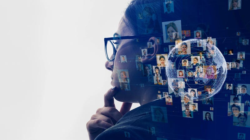 A woman contemplates artificial intelligence