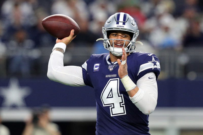 Dak Prescott #4 of the Dallas Cowboys passes against the Los Angeles Rams in the third quarter at AT&T Stadium on December 15, 2019 in Arlington, Texas.