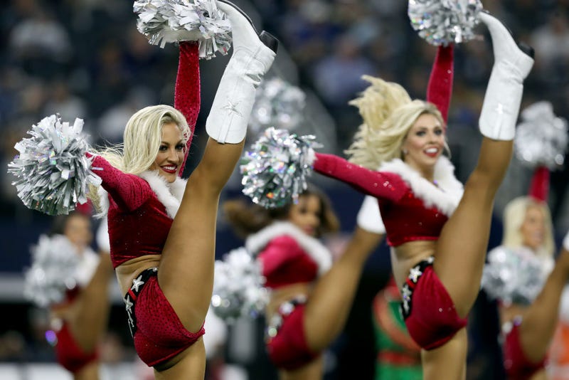 The Dallas Cowboys Cheerleaders perform as the Dallas Cowboys take on the Los Angeles Rams at AT&T Stadium on December 15, 2019 in Arlington, Texas.