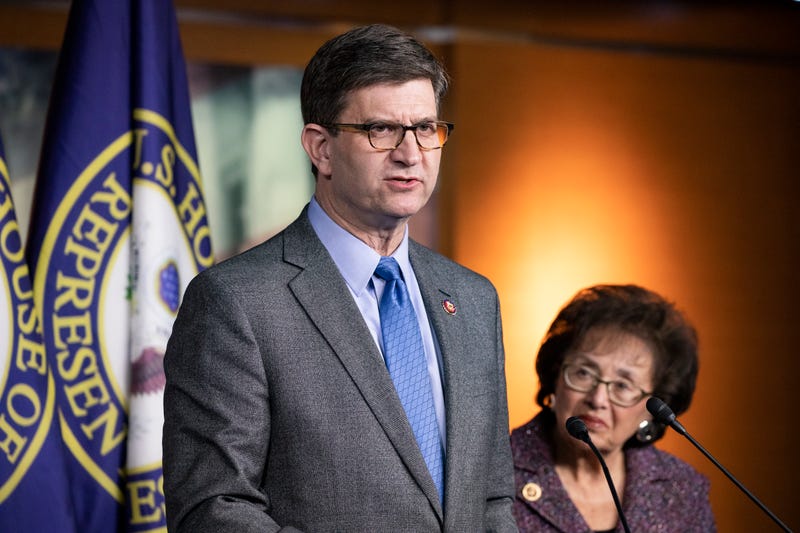 Representative Brad Schneider (D-IL) speaks about his experiences during a trip to Israel and Auschwitz-Birkenau as part of a bipartisan delegation from the House of Representatives while Representative Nita Lowey (D-NY) listens on January 28, 2020 in Washington, DC.
