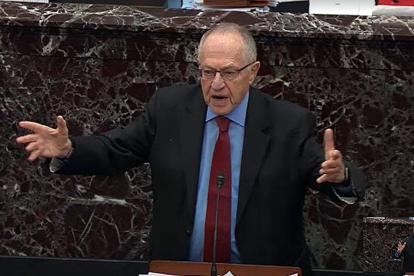Alan Dershowitz speaks during Senate Impeachment Trial Of President Trump