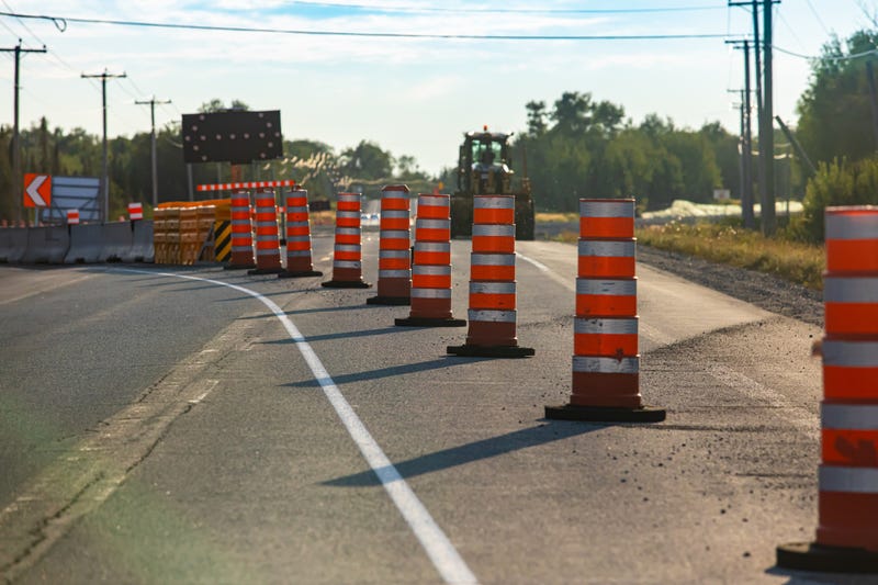 Construction cones on road 