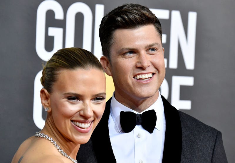 Colin Jost and Scarlett Johansson 