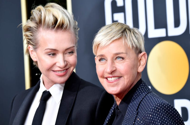 Portia de Rossi and Ellen DeGeneres attends the 77th Annual Golden Globe Awards