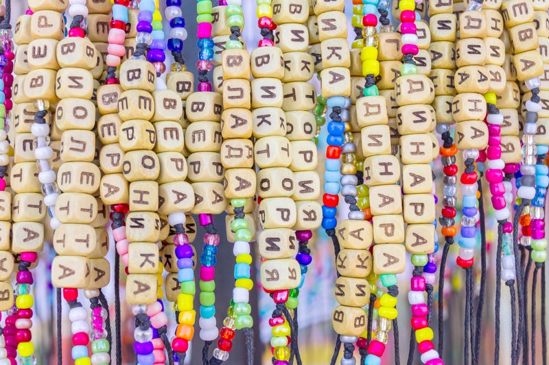 beaded bracelets with miscellaneous Russian names on them