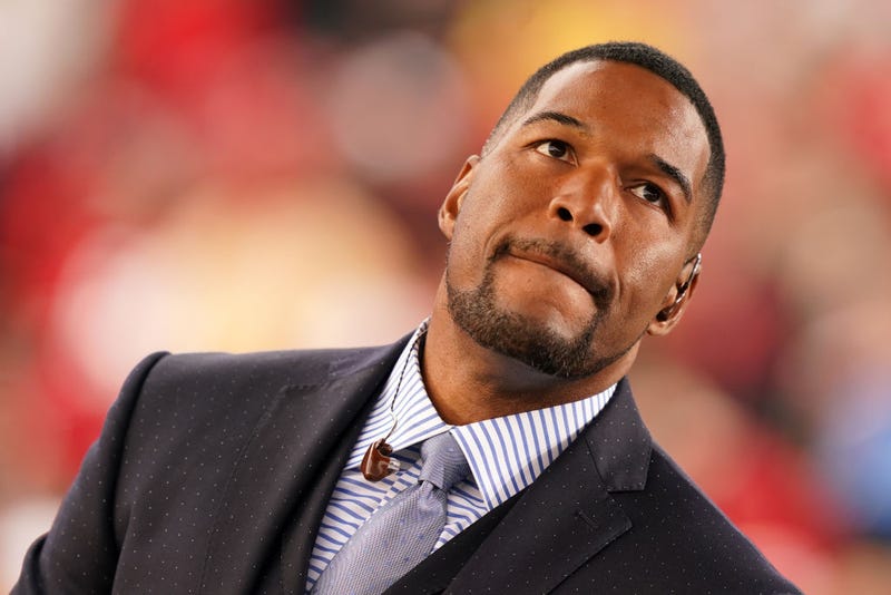 TV personality Michael Strahan looks on prior to the NFC Championship game between the San Francisco 49ers and the Green Bay Packers at Levi's Stadium on January 19, 2020 