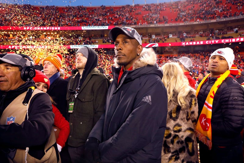 Patrick Mahomes #15 of the Kansas City Chiefs' father Pat Mahomes looks on after the Kansas City Chiefs defeated the Tennessee Titans in the AFC Championship Game at Arrowhead Stadium on January 19, 2020 in Kansas City, Missouri. The Chiefs defeated the Titans 35-24.