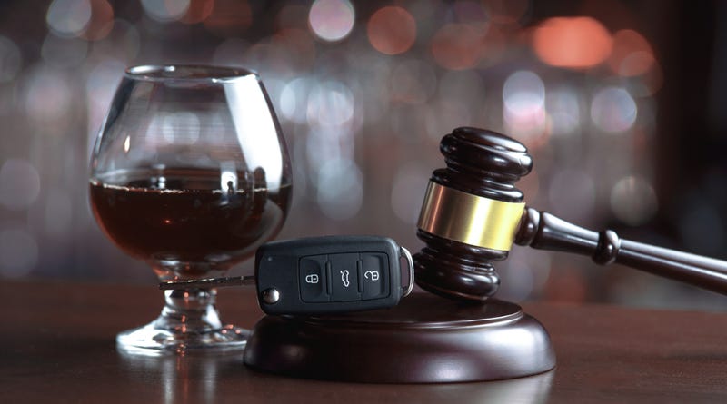 Drink, keys and gavel stock photo. 