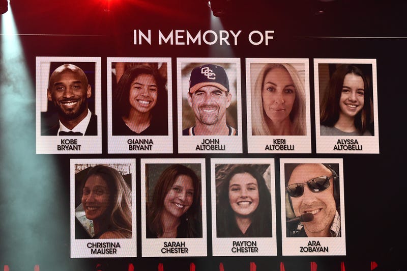 A view of the screen during a tribute to victims of the helicopter crash that killed Kobe Bryant during the BET Super Bowl Gospel Celebration at the James L. Knight Center on January 30, 2020 in Miami, Florida.