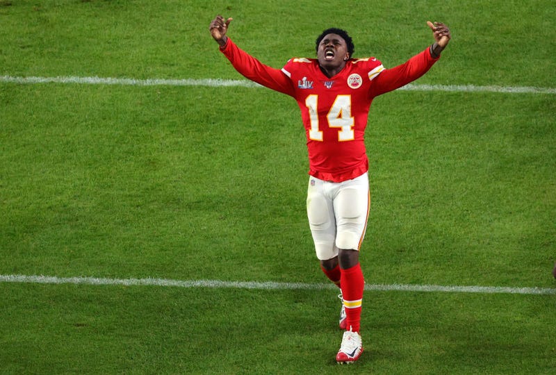 Sammy Watkins celebrates the Chiefs' Super Bowl victory.