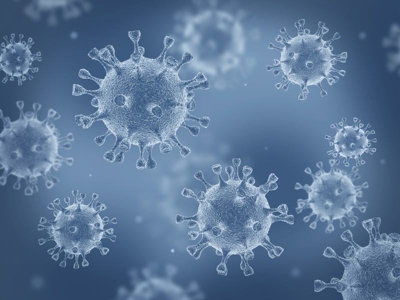 Coronavirus cells in an electron microscope