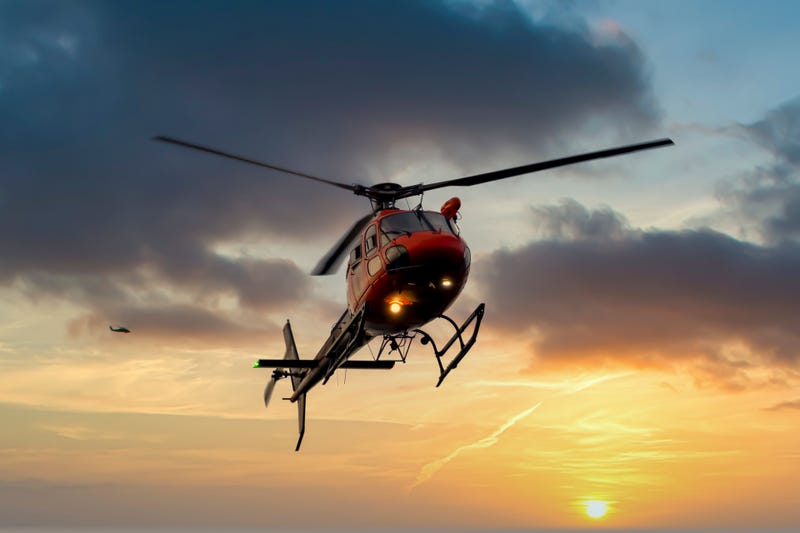 Forest fire fighting helicopter.