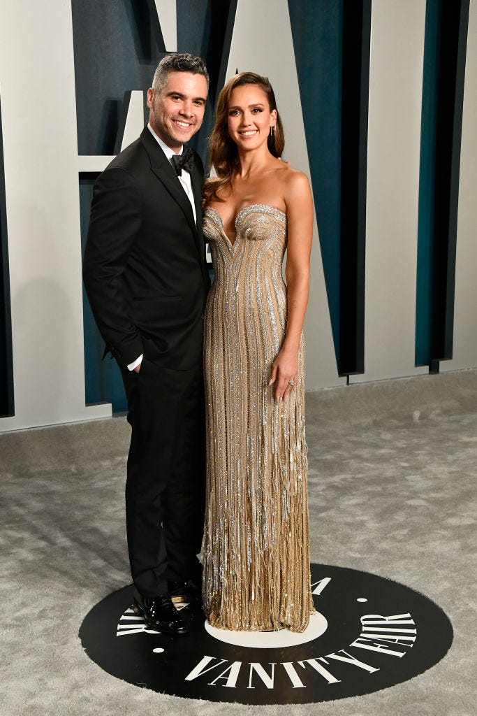 Cash Warren and Jessica Alba at the 2020 Vanity Fair Oscar Party