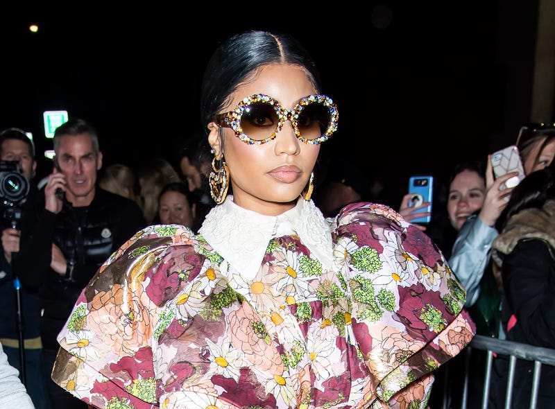 Rapper Nicki Minaj is seen leaving the Marc Jacobs Fall 2020 runway show during New York Fashion Week on February 12, 2020 in New York City.