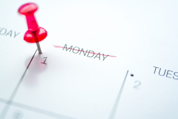 Monday Crossed Out On Calendar