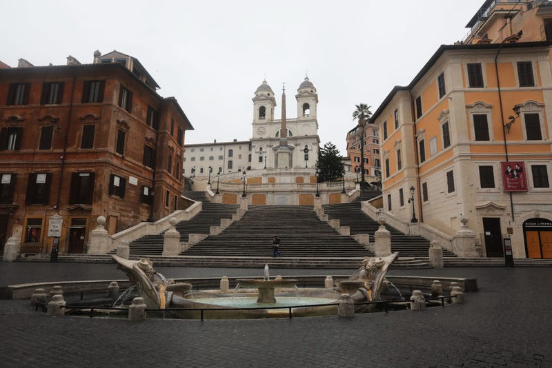  The Spanish Steps are seen completely empty on March 13, 2020 in Rome, Italy.