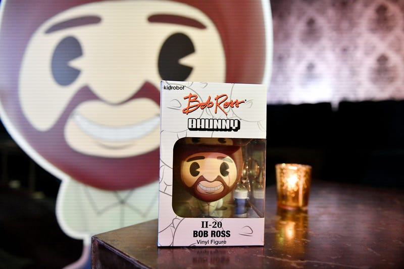 Bob Ross limited edition Series 1 Bhunny figures by Frank Kozik on display during the Kidrobot x Bhunny Series Toy Fair Preview at Slate on February 21, 2020 in New York City.