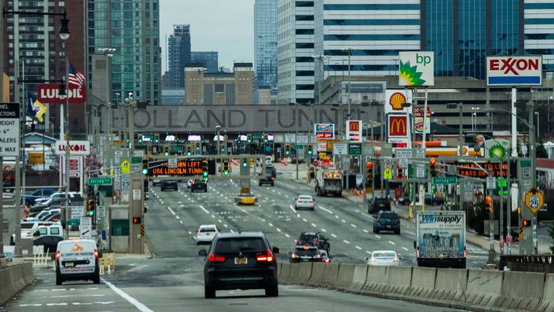  People commute from New Jersey to New York through the Holland Tunnel on March 25, 2020 in Jersey City, New Jersey. 