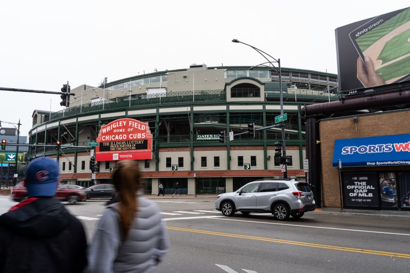 Wrigley Field, as seen from Clark Street just south of Addison Street.