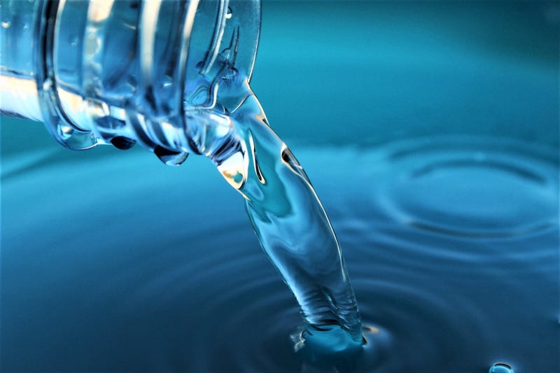 Water pouring out of a bottle 