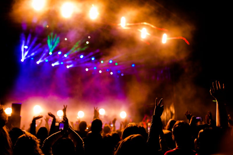 Picture of a lot of people enjoying night performance.