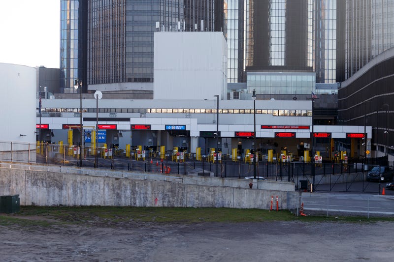 A view of the U.S.-Canada border crossing on April 8, 2020 from Detroit, Michigan