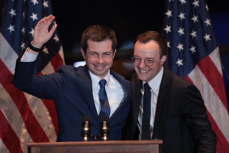 With his husband Chasten by his side, former South Bend, Indiana Mayor Pete Buttigieg announces he is ending campaign to be the Democratic nominee for president during a speech at the Century Center on March 01, 2020 in South Bend, Indiana. 