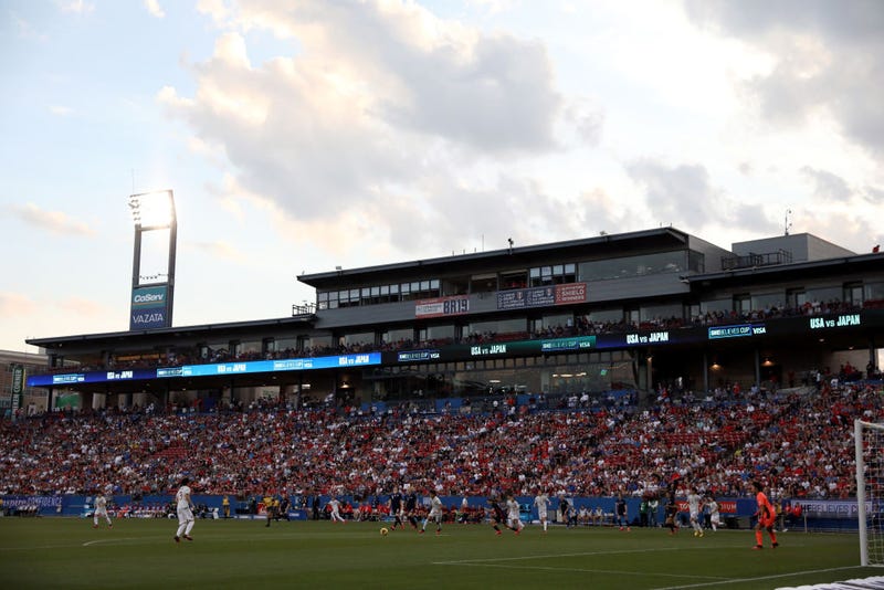 general view of play between the United States and Japan during the first half of the 2020 SheBelieves Cup at Toyota Stadium on March 11, 2020 in Frisco, Texas.