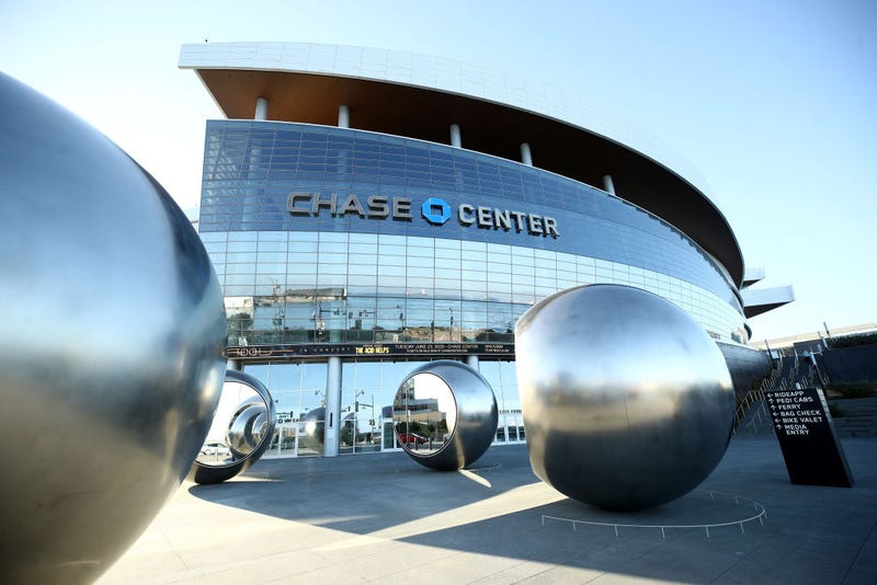 An exterior view of the Chase Center, where the NBA Golden State Warriors play on March 12, 2020 in San Francisco, California. 