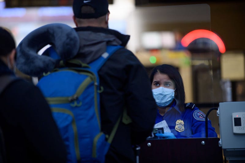 Travelers make their way through ticketing and TSA inspection as State of Pennsylvania