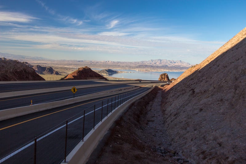 Lake Mead overlook from Interstate 11 in Nevada near Hoover Dam and the arizona border.