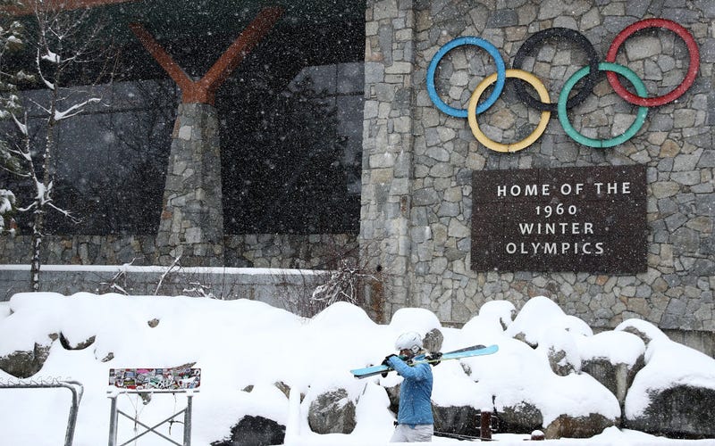A skier leaves for the day at Squaw Valley Resort on March 14, 2020 in Olympic Valley, California.
