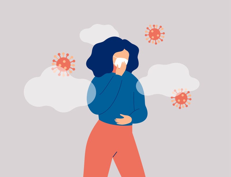 Woman with COVID-19 experiencing symptoms.