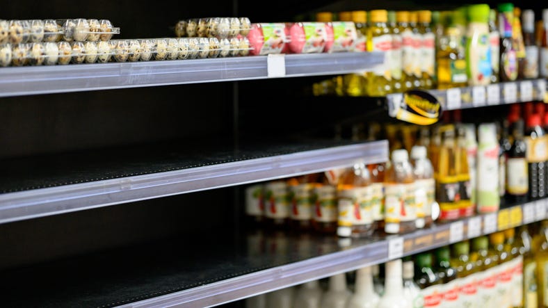 Empty section at a grocery store. 