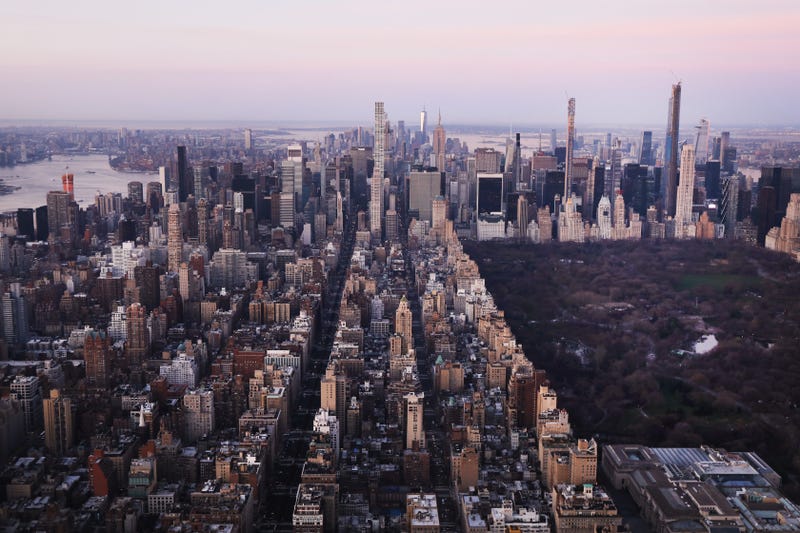 Dawn breaks over Manhattan as the city struggles to contain the number of coronavirus cases on March 18, 2020 in New York City. 
