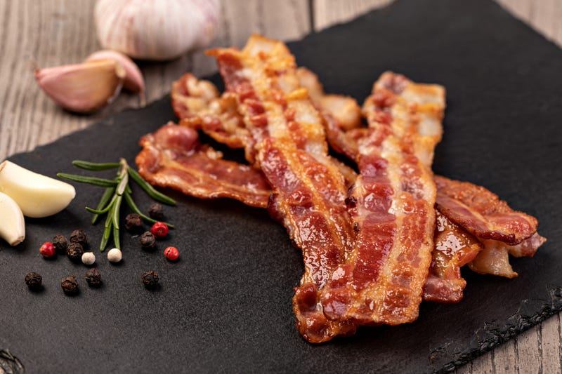 slices of crispy hot fried bacon