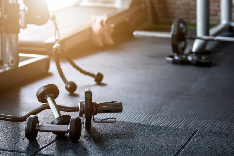 Fitness equipment in gym